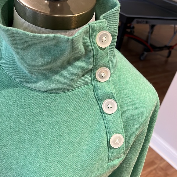 J. Crew Factory button collar pullover sweatshirt in cloudspun fleece green XS - Picture 2 of 9
